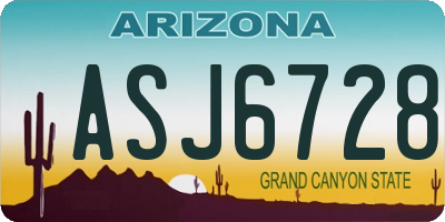 AZ license plate ASJ6728