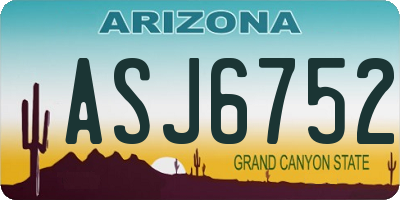 AZ license plate ASJ6752