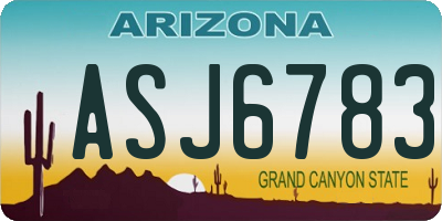 AZ license plate ASJ6783