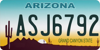 AZ license plate ASJ6792