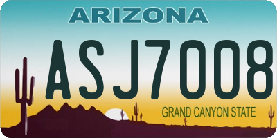 AZ license plate ASJ7008