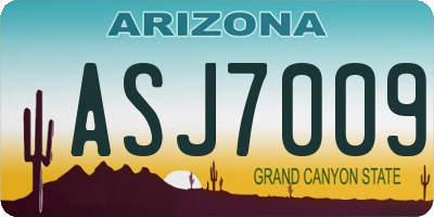 AZ license plate ASJ7009