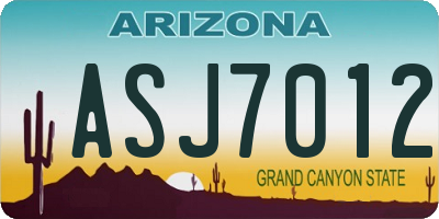 AZ license plate ASJ7012