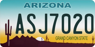 AZ license plate ASJ7020