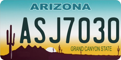AZ license plate ASJ7030