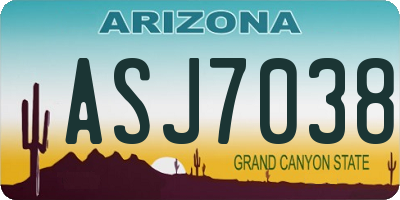 AZ license plate ASJ7038