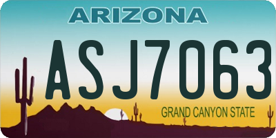 AZ license plate ASJ7063