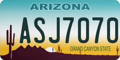 AZ license plate ASJ7070