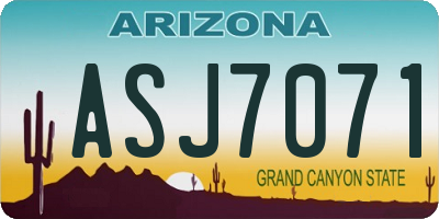 AZ license plate ASJ7071