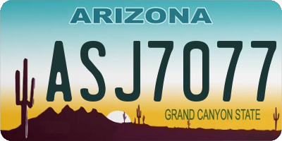 AZ license plate ASJ7077