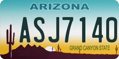 AZ license plate ASJ7140