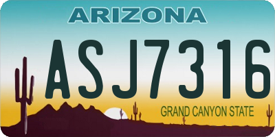 AZ license plate ASJ7316