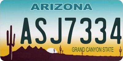 AZ license plate ASJ7334