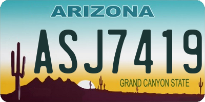 AZ license plate ASJ7419