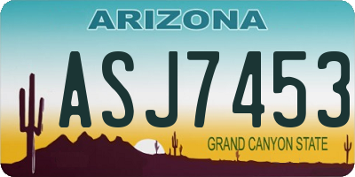 AZ license plate ASJ7453