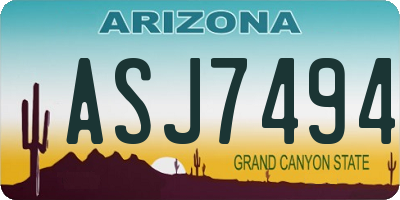 AZ license plate ASJ7494