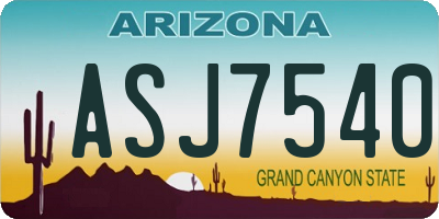 AZ license plate ASJ7540