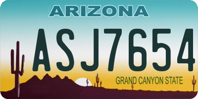AZ license plate ASJ7654