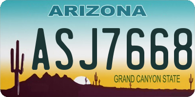 AZ license plate ASJ7668