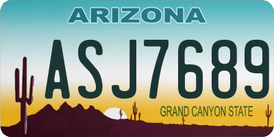 AZ license plate ASJ7689