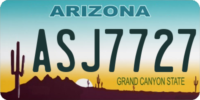 AZ license plate ASJ7727