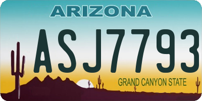 AZ license plate ASJ7793