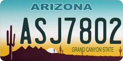 AZ license plate ASJ7802