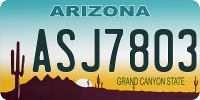 AZ license plate ASJ7803