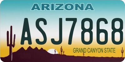 AZ license plate ASJ7868