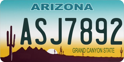 AZ license plate ASJ7892