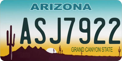 AZ license plate ASJ7922