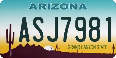 AZ license plate ASJ7981