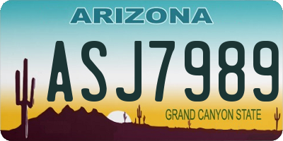 AZ license plate ASJ7989