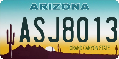 AZ license plate ASJ8013