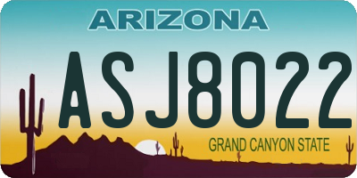 AZ license plate ASJ8022