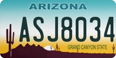 AZ license plate ASJ8034