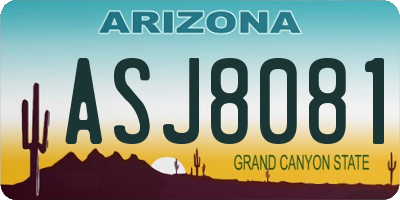 AZ license plate ASJ8081