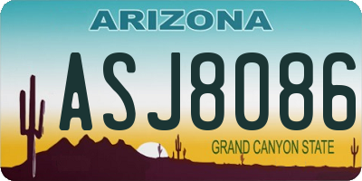 AZ license plate ASJ8086