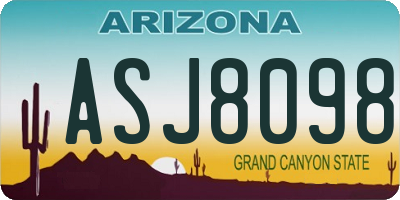 AZ license plate ASJ8098