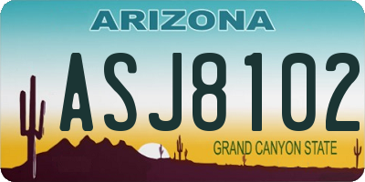AZ license plate ASJ8102