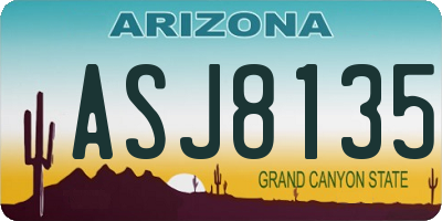 AZ license plate ASJ8135