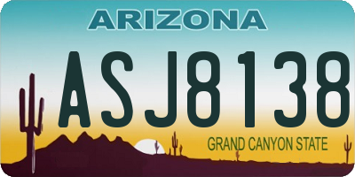 AZ license plate ASJ8138