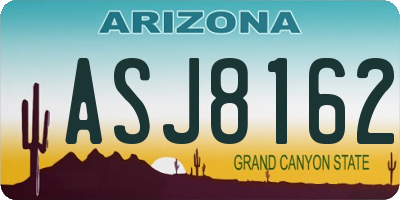 AZ license plate ASJ8162