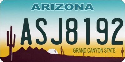 AZ license plate ASJ8192