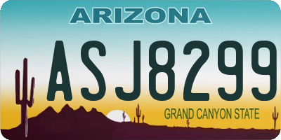 AZ license plate ASJ8299