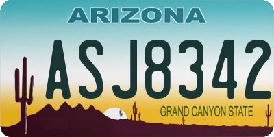 AZ license plate ASJ8342