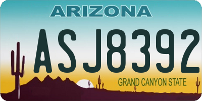 AZ license plate ASJ8392