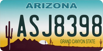 AZ license plate ASJ8398
