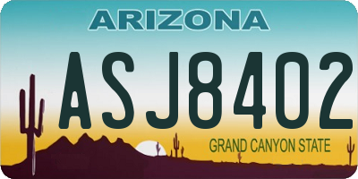 AZ license plate ASJ8402