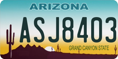 AZ license plate ASJ8403